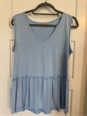 Piko 1988 Women's Light Blue V-Neck Peplum Tank